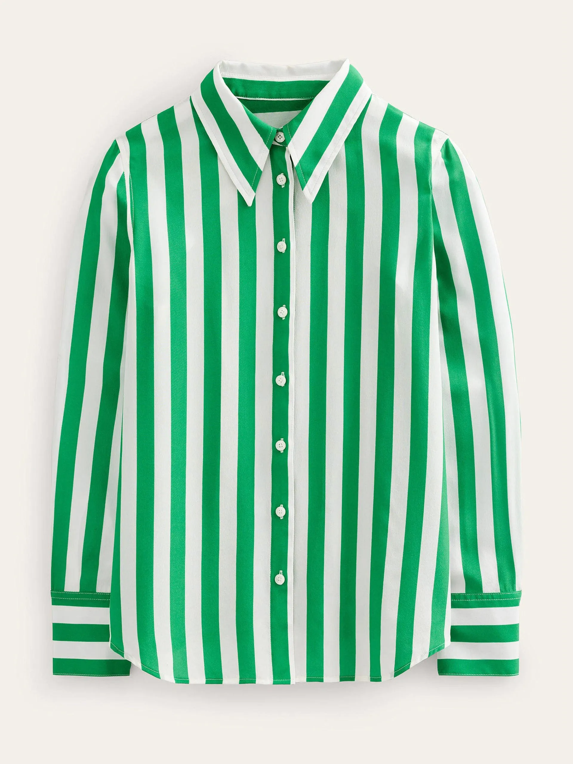 Green and white stripe silk shirt