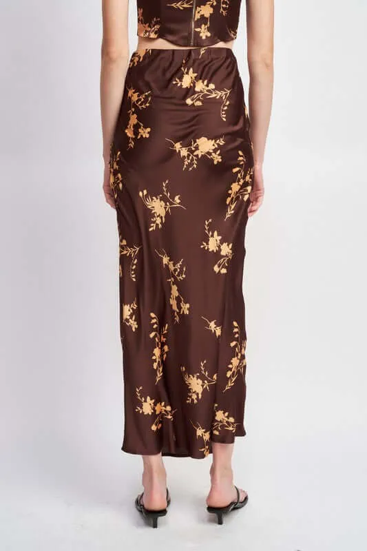 High Waist Bias Cut Maxi Skirt