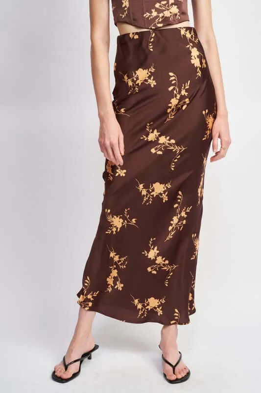 High Waist Bias Cut Maxi Skirt