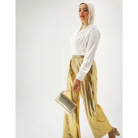 High waisted wide leg golden pants