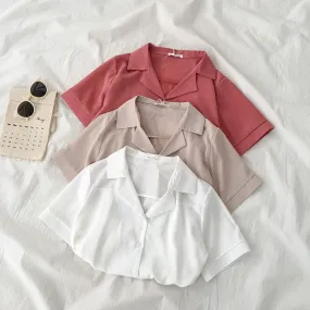 ins Popular Chiffon Shirt Summer Women Korean Niche Trendy Suit Collar Short Sleeve Blouse