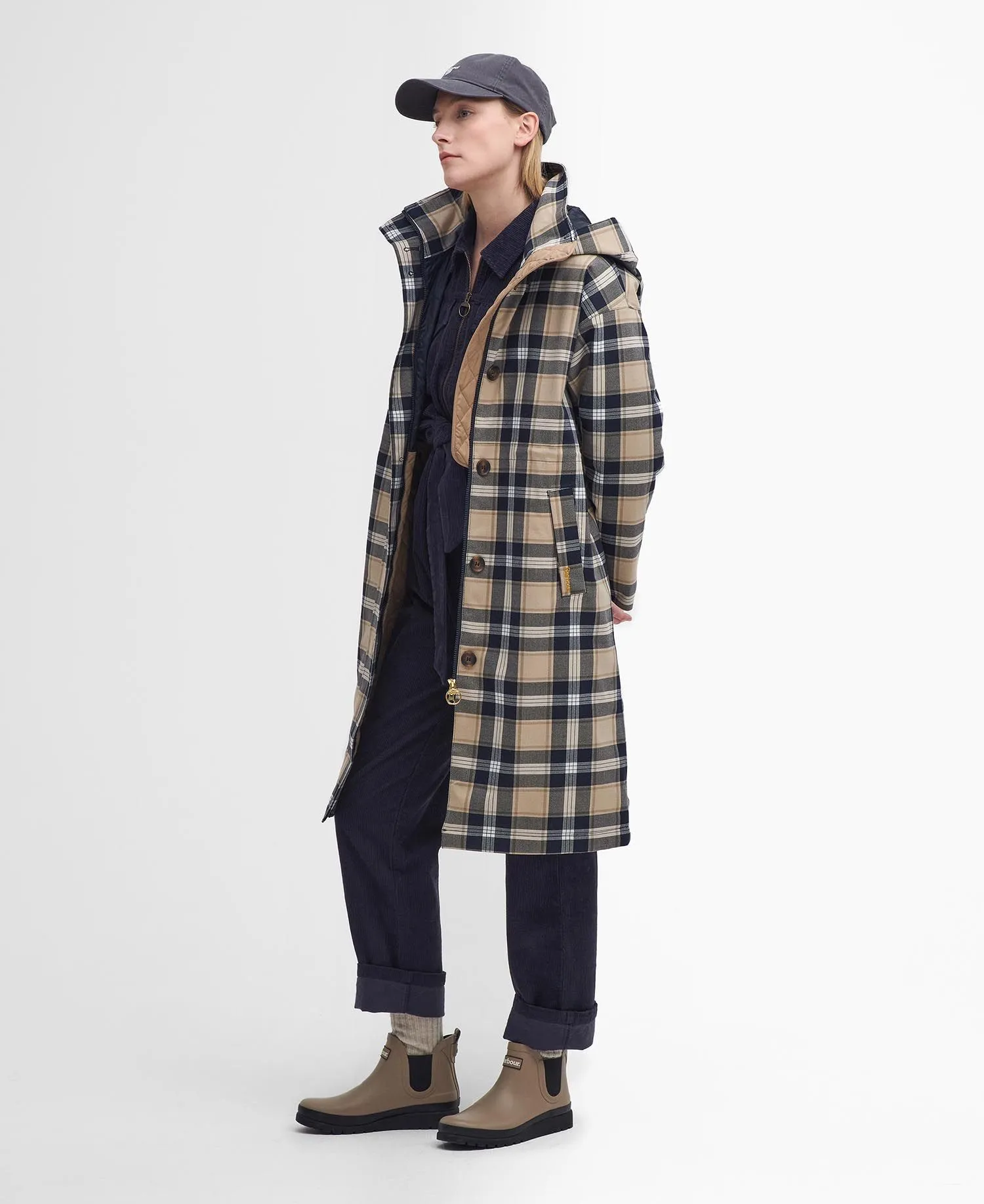 Iris Tartan Waterproof Jacket White Pepper Navy Check