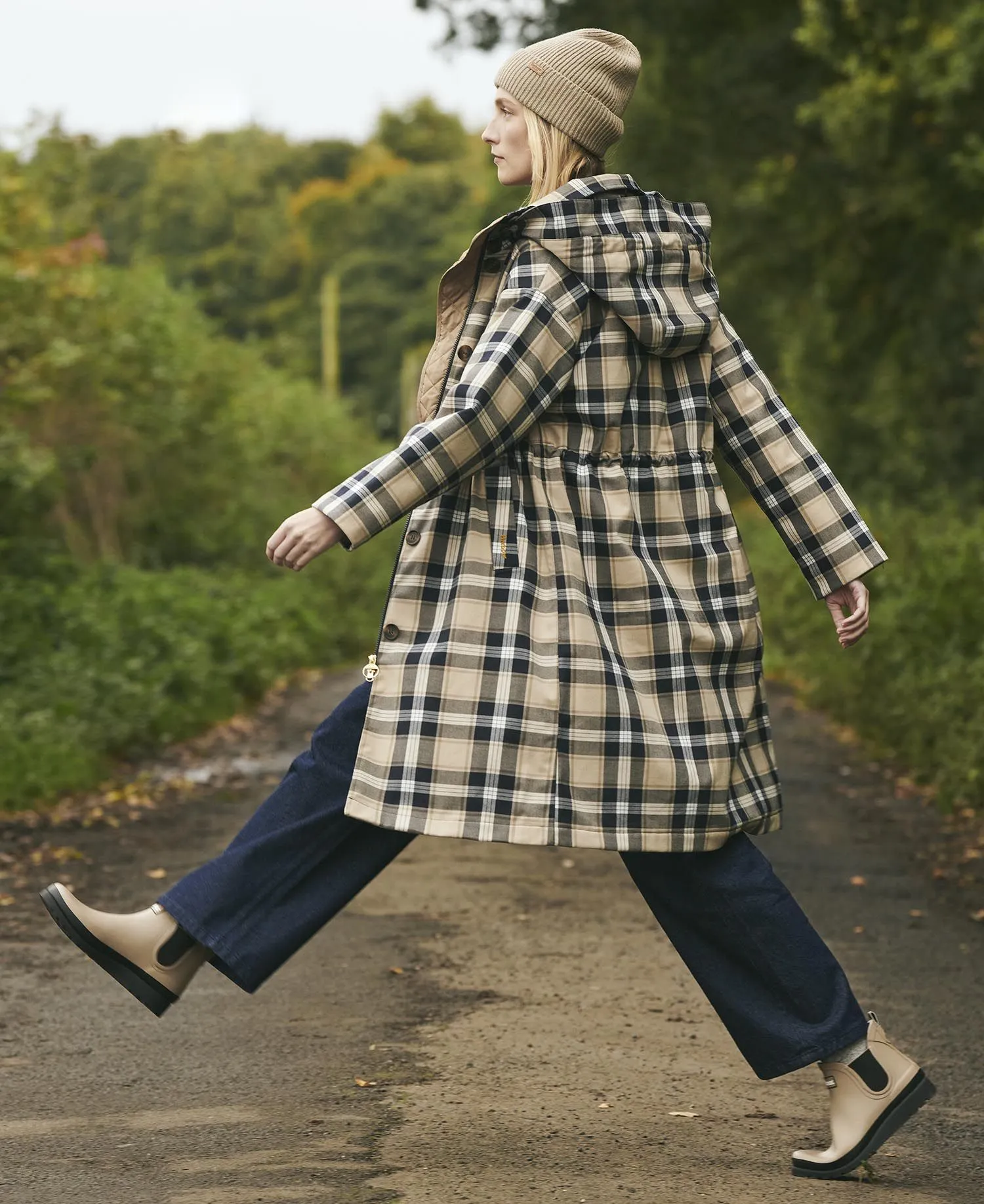 Iris Tartan Waterproof Jacket White Pepper Navy Check