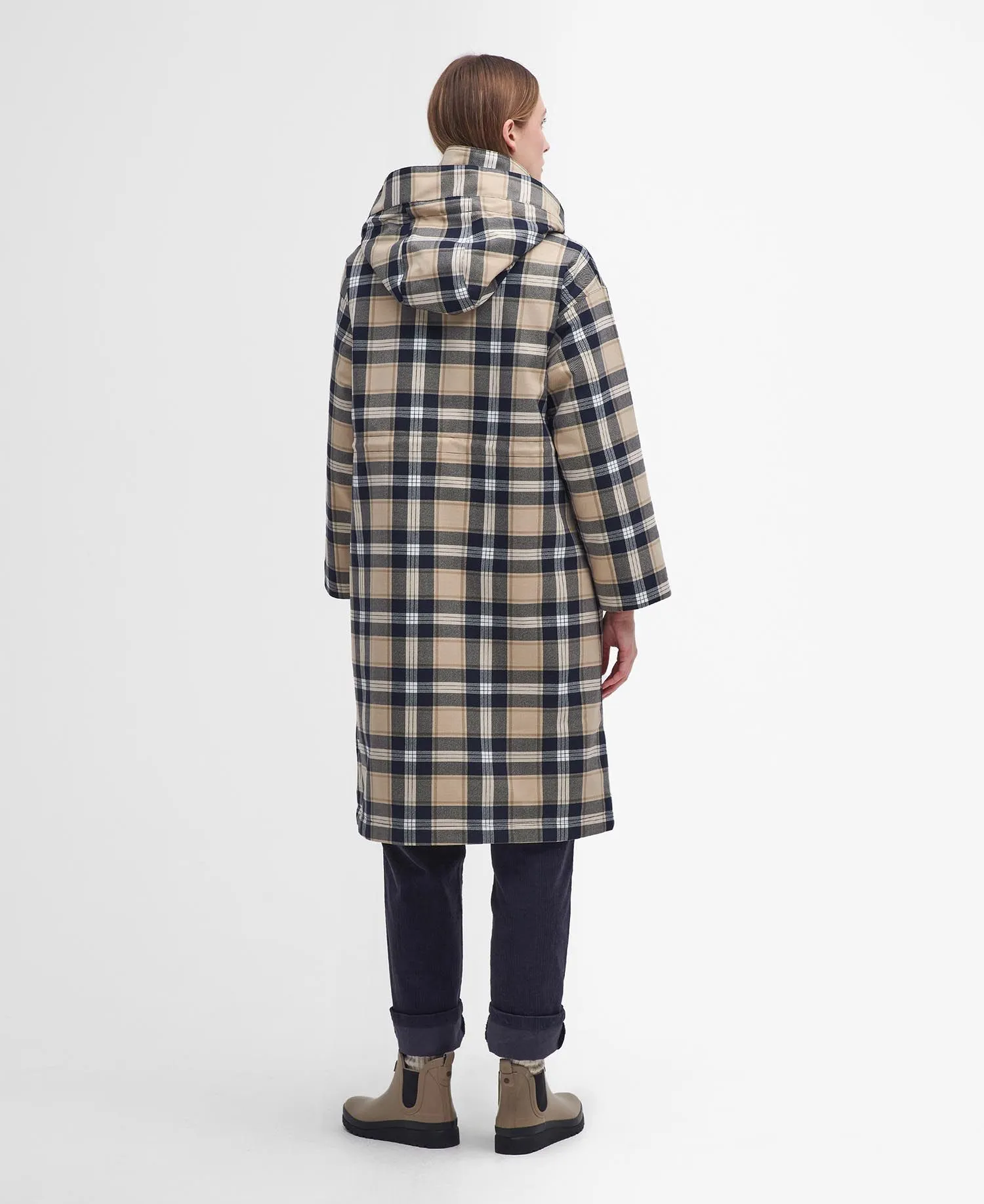 Iris Tartan Waterproof Jacket White Pepper Navy Check