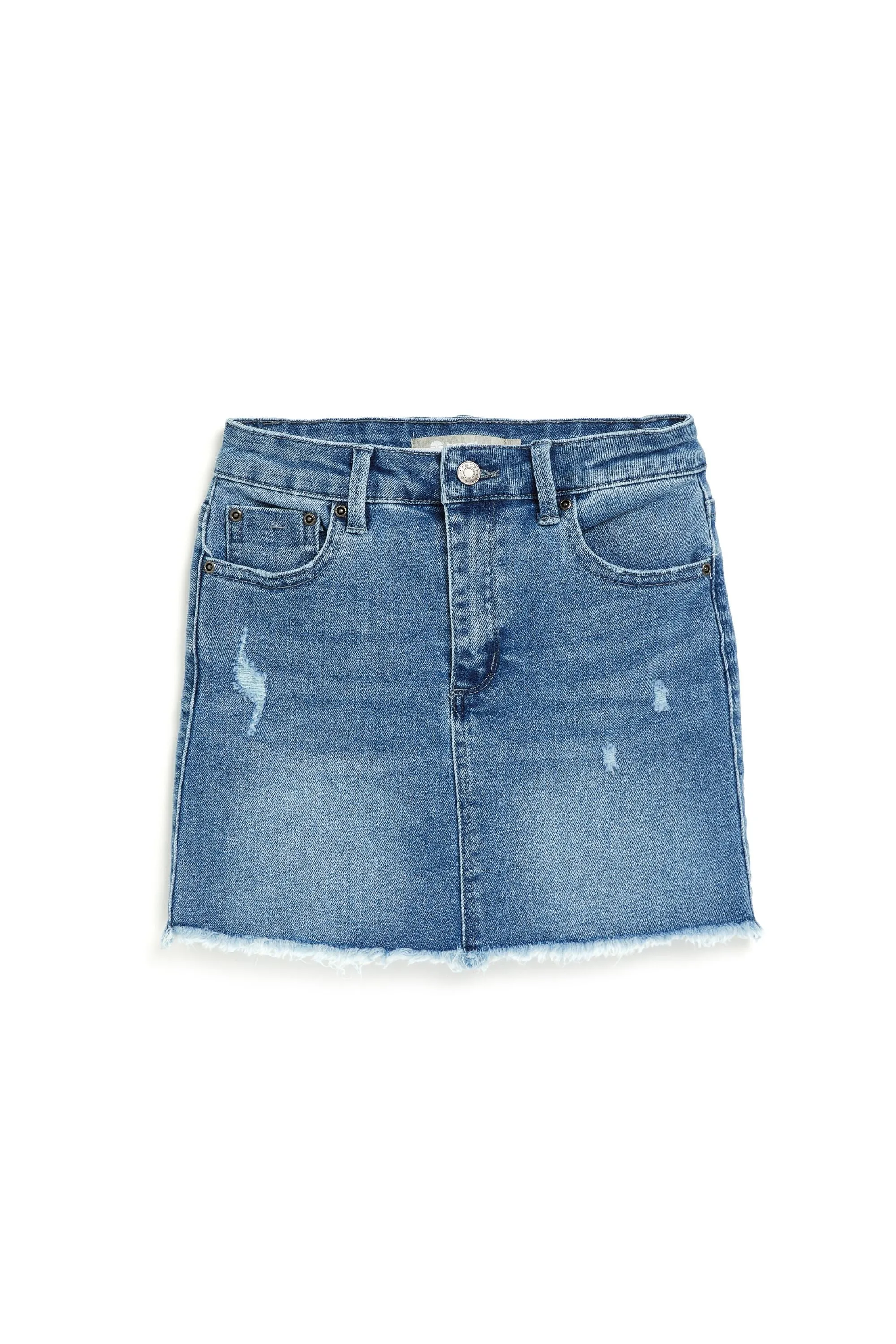 Lisa - Mini Fray Hem Skirt In Indigo