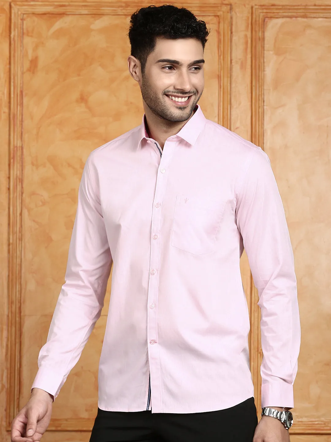 Men 100% Cotton Shirt Light Pink G115