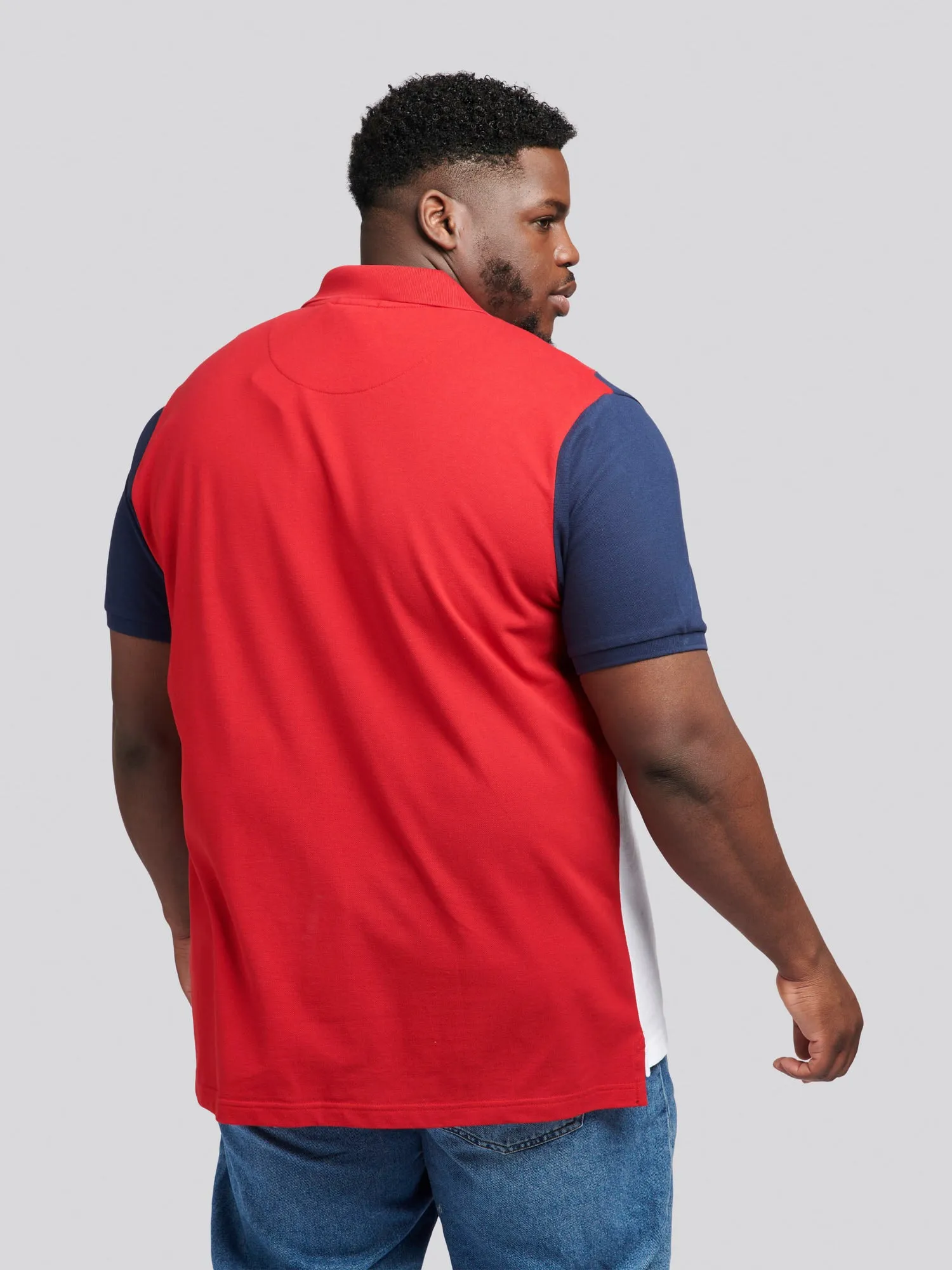 Mens Big & Tall Angled Cut & Sew Polo Shirt in Haute Red