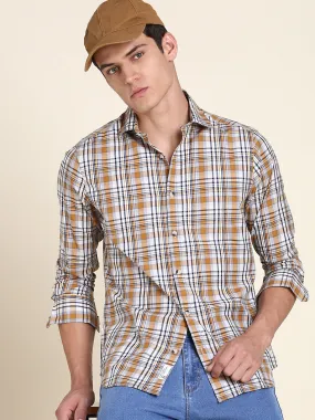 Men's Mustard Checkered Shirts