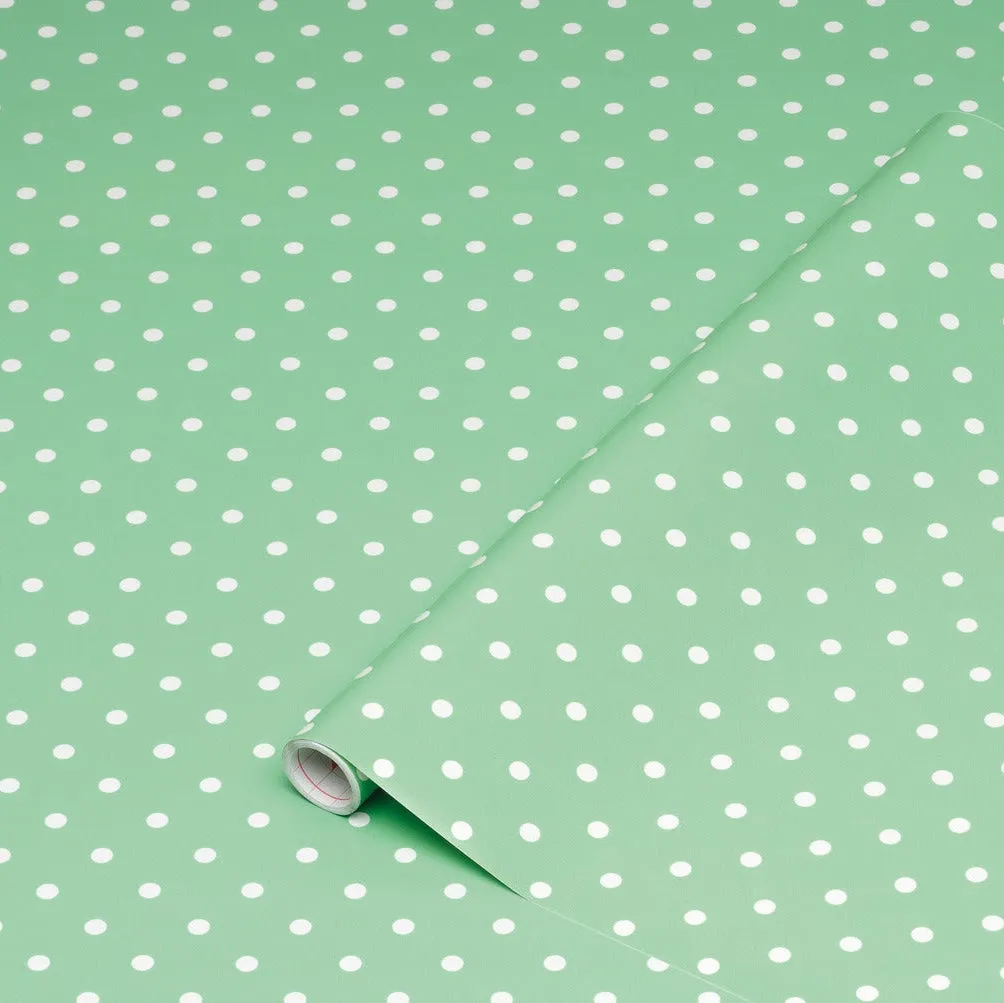 Mint Polka Dot Vinyl (450mm/2m, Self-Adhesive)