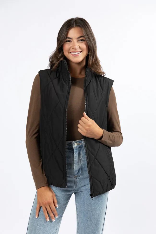 Mountainside Moment Black Quilted Puffer Vest