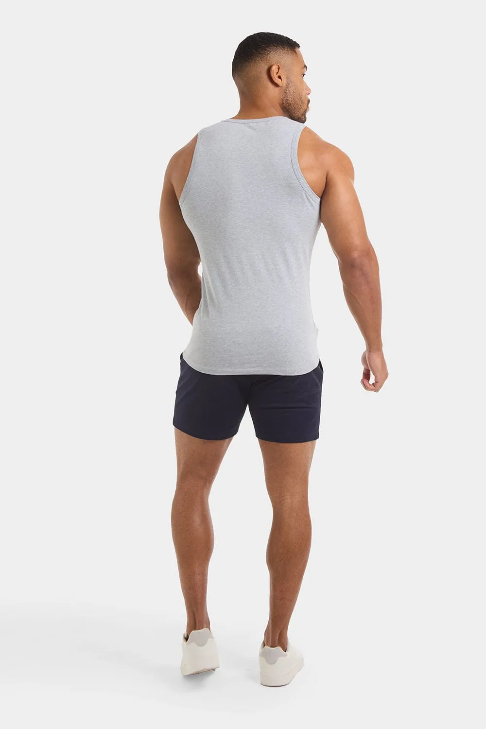 Muscle Fit Drawstring Chino Short - Shorter Length in Navy