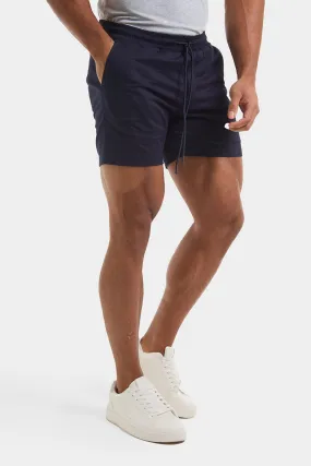 Muscle Fit Drawstring Chino Short - Shorter Length in Navy