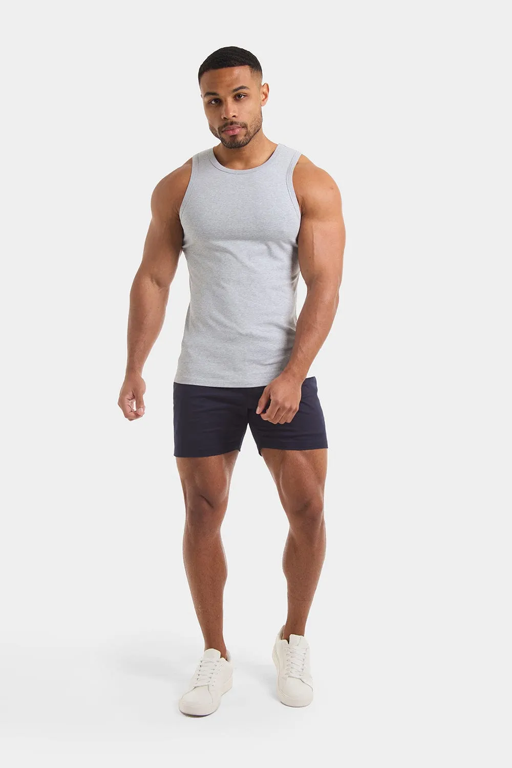 Muscle Fit Drawstring Chino Short - Shorter Length in Navy