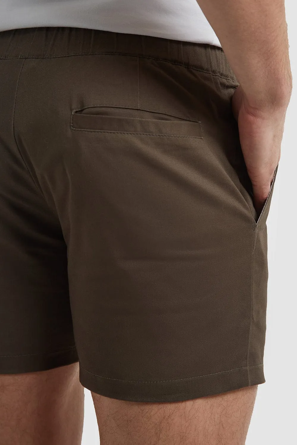 Muscle Fit Drawstring Chino Shorts in Khaki