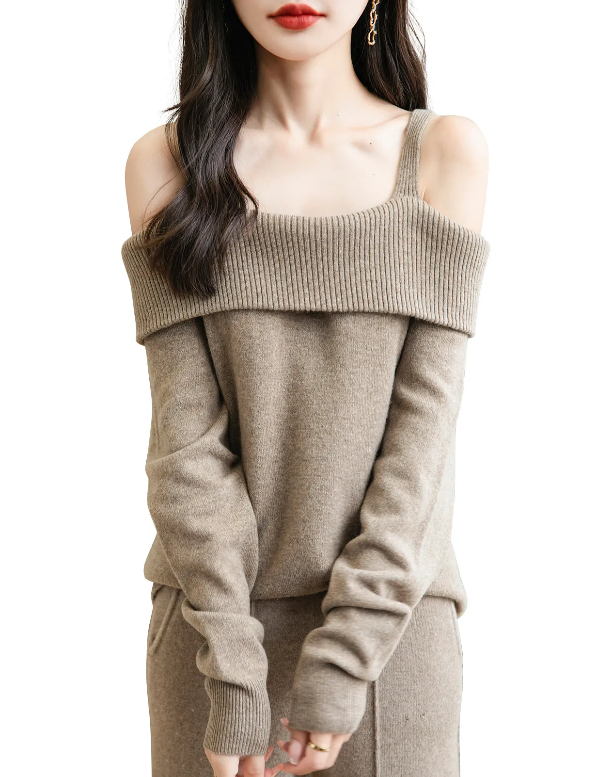 Nicole Woman Off Shoulder Long Sleeve Sweater