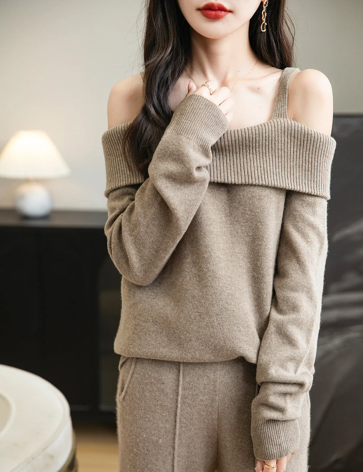 Nicole Woman Off Shoulder Long Sleeve Sweater