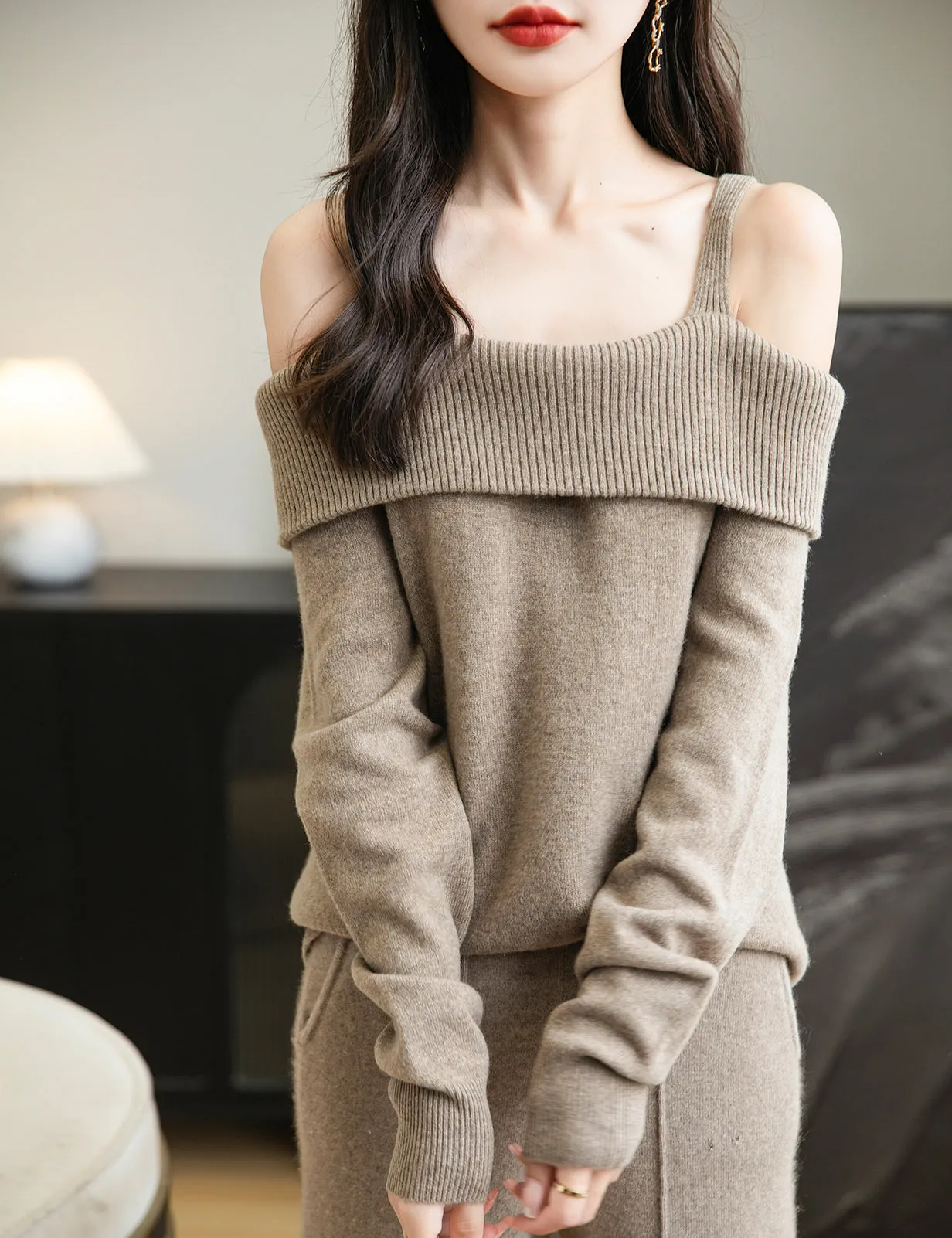 Nicole Woman Off Shoulder Long Sleeve Sweater