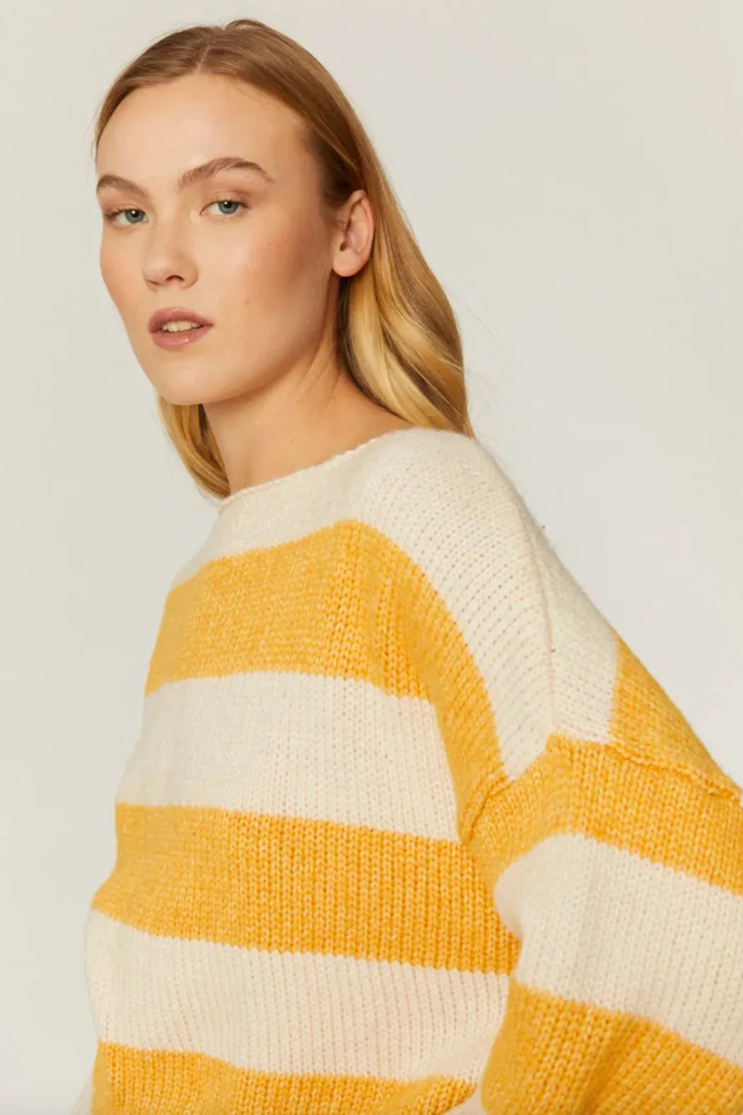 Pepaloves Jersey Rayas Stripe Sweater - Crema   Yellow