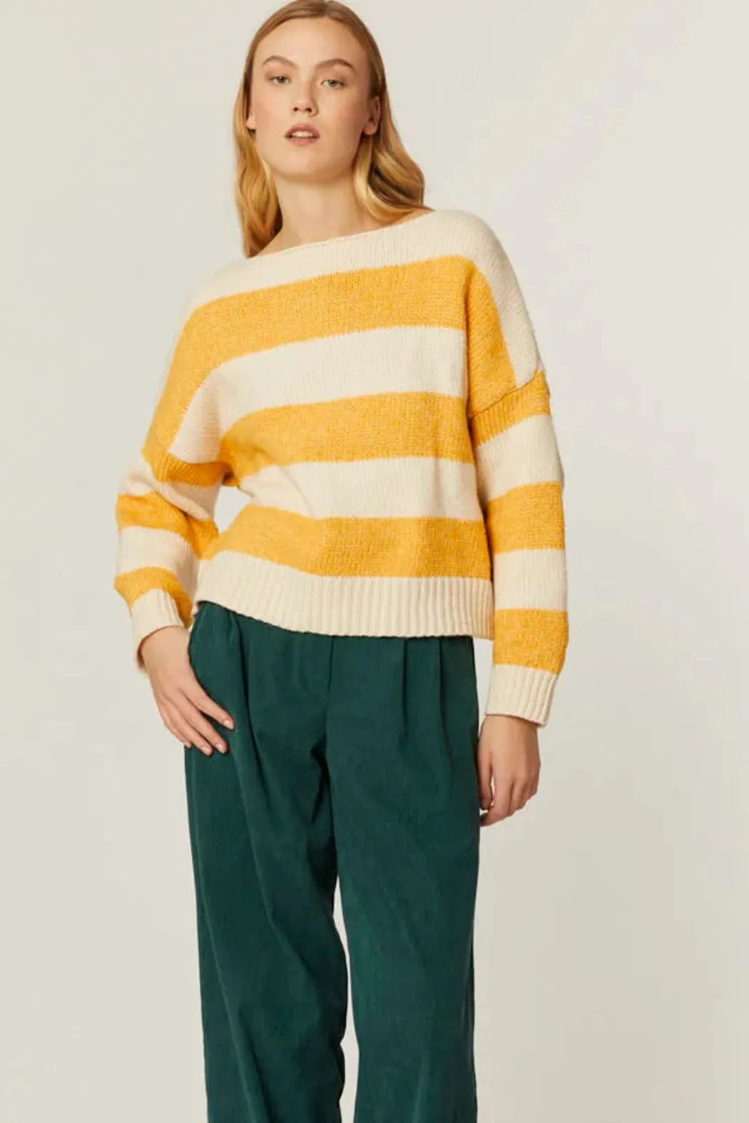 Pepaloves Jersey Rayas Stripe Sweater - Crema   Yellow