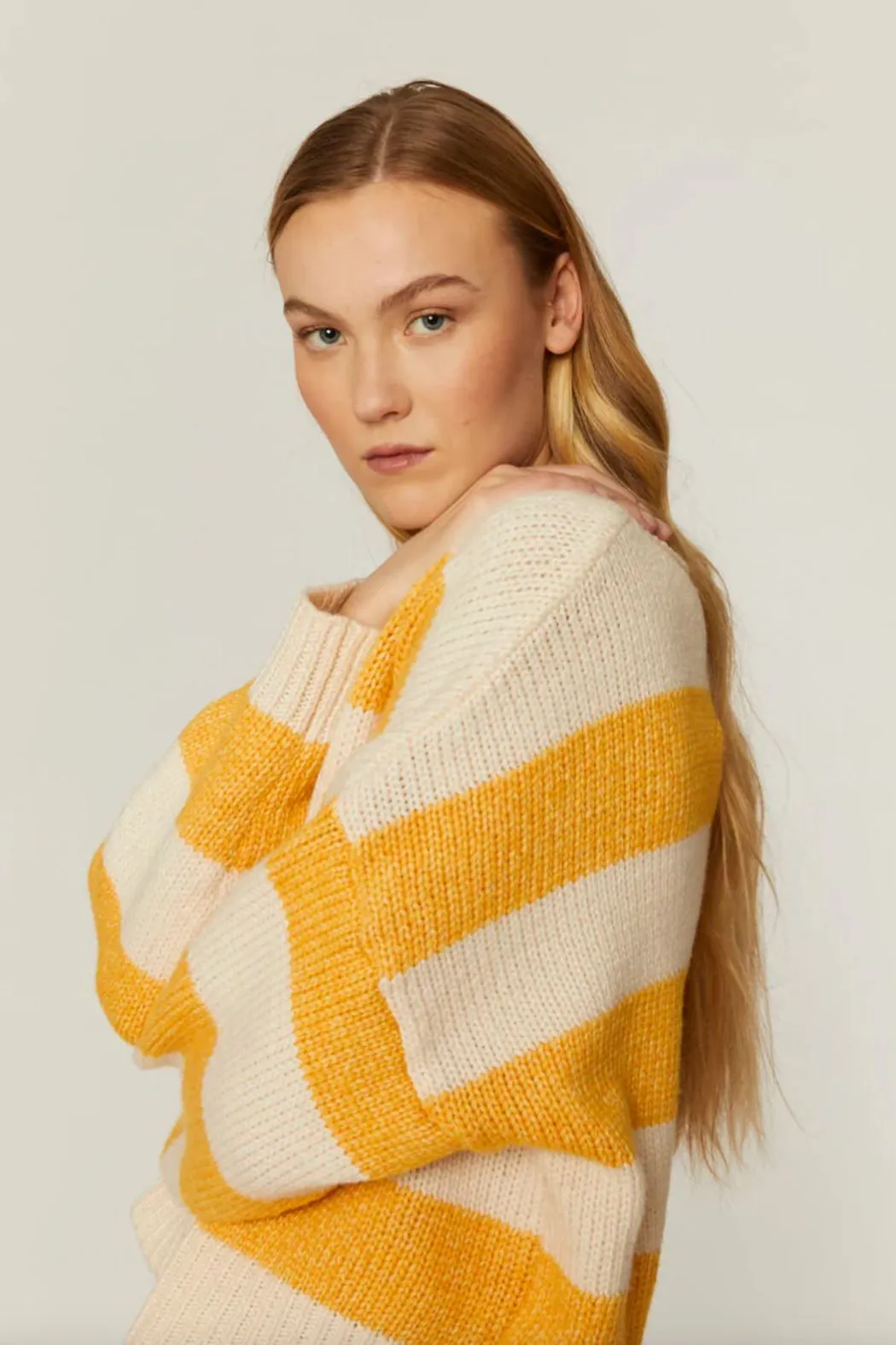 Pepaloves Jersey Rayas Stripe Sweater - Crema   Yellow