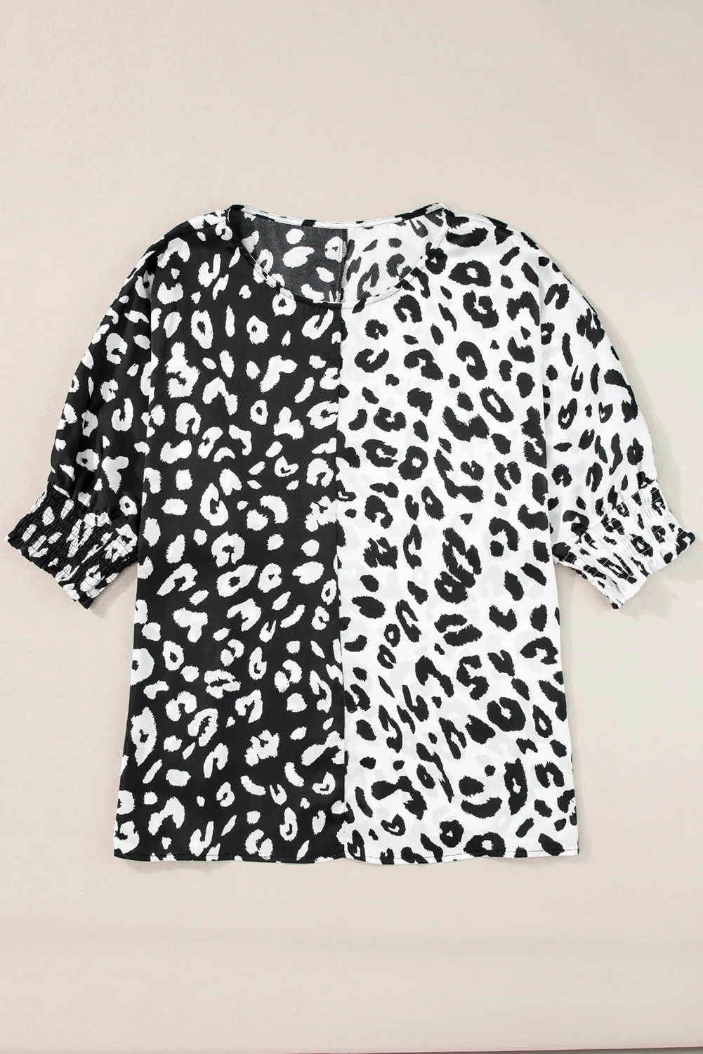 Plus Size Contrast Leopard Blouse