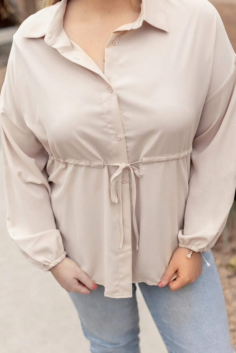 Plus Size Puff Sleeve Tunic Shirt