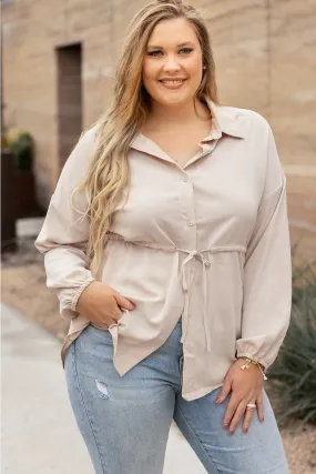 Plus Size Puff Sleeve Tunic Shirt