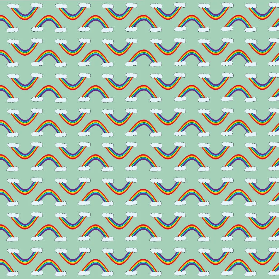 Printed double brushed knit - Rainbow - Mint