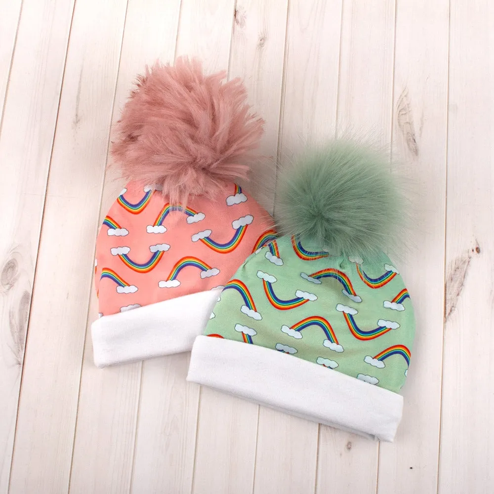 Printed double brushed knit - Rainbow - Mint