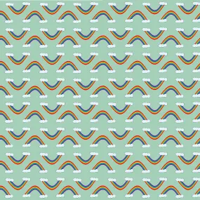 Printed double brushed knit - Rainbow - Mint