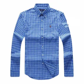 PRL Custom Fit Long Sleeve Blue Check Shirt