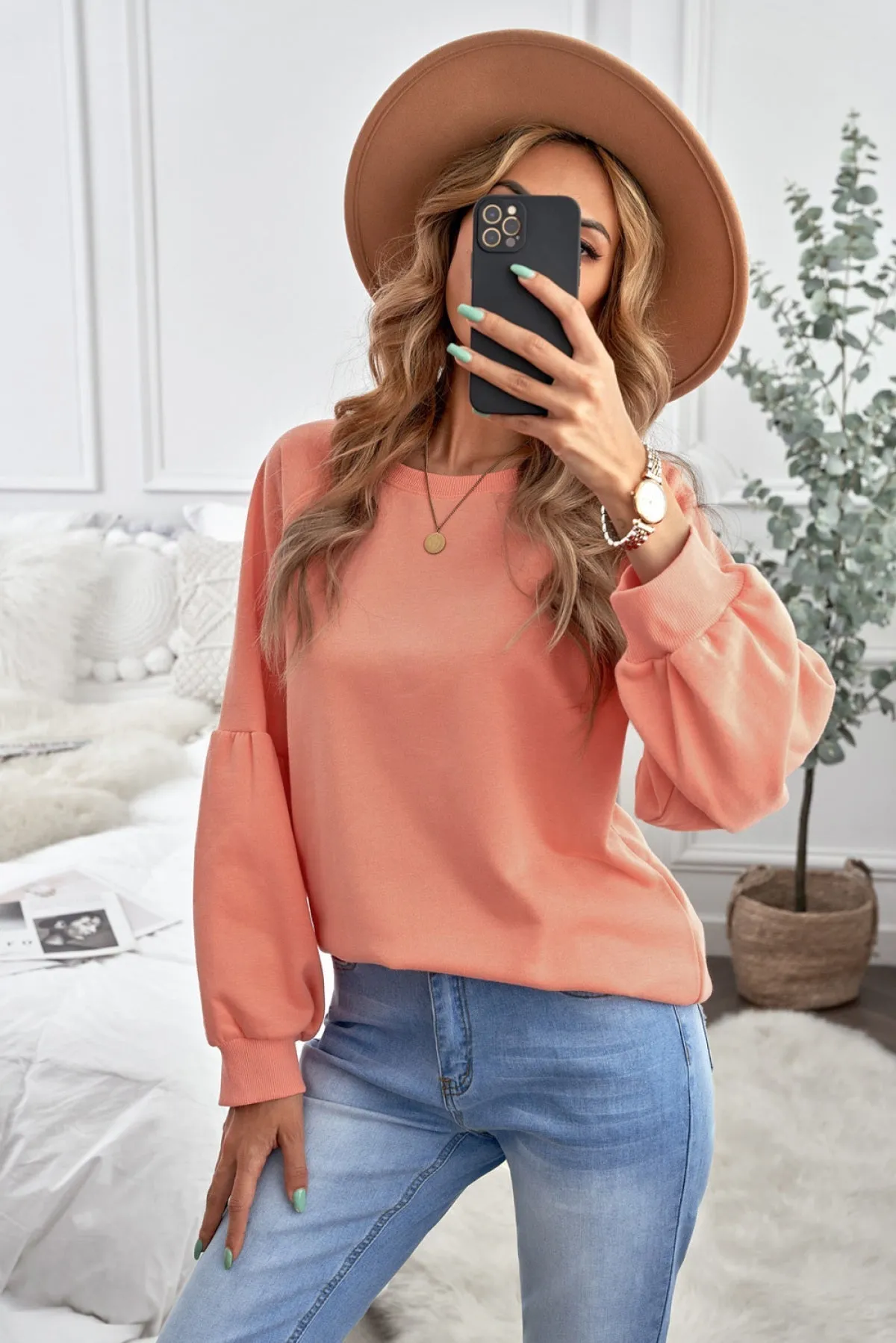 Raglan Patchwork Sleeve Pullover Sweatshirt