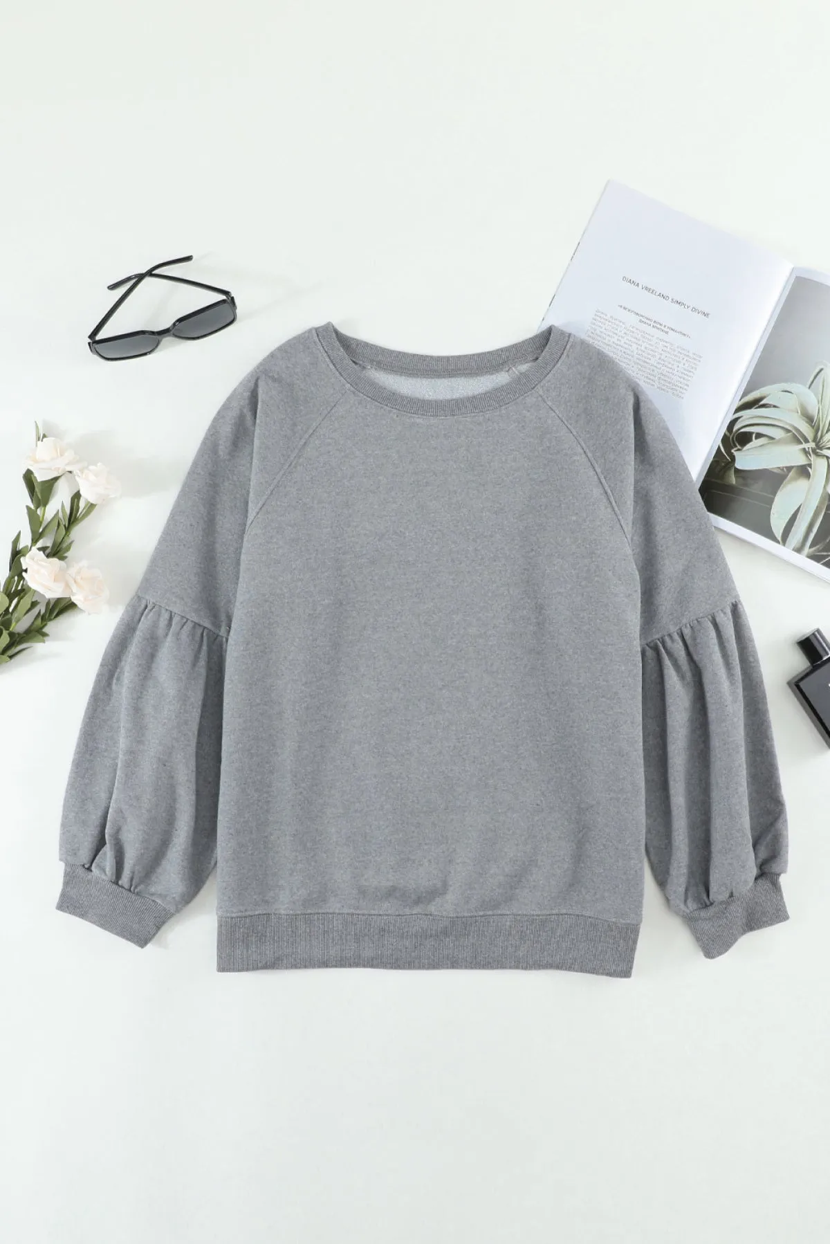 Raglan Patchwork Sleeve Pullover Sweatshirt