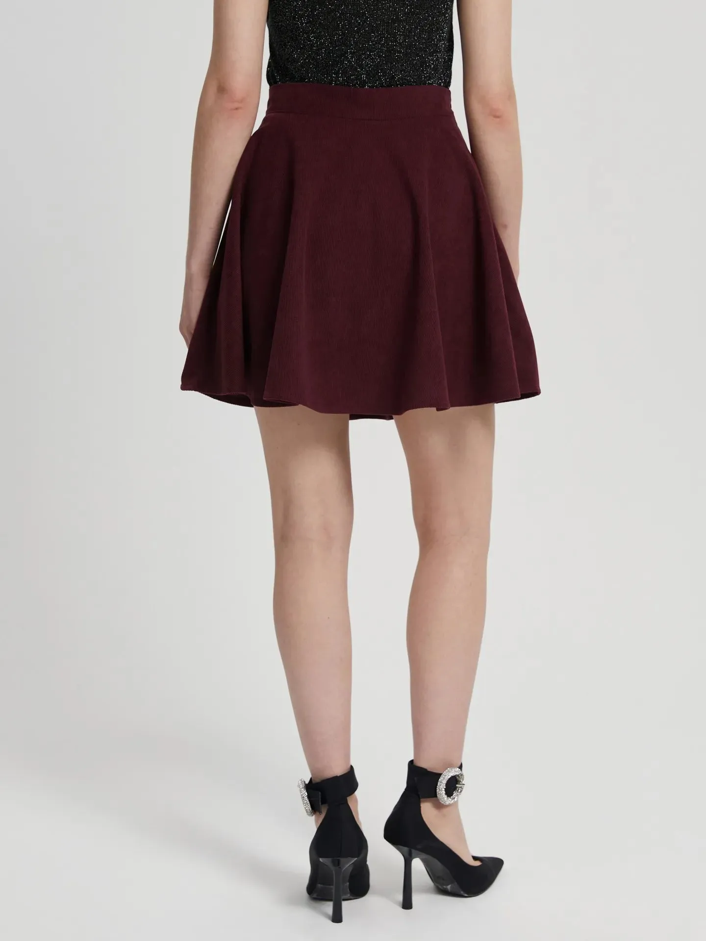 Red Buttoned A-Line Skirt