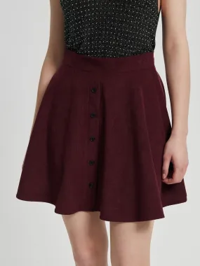 Red Buttoned A-Line Skirt