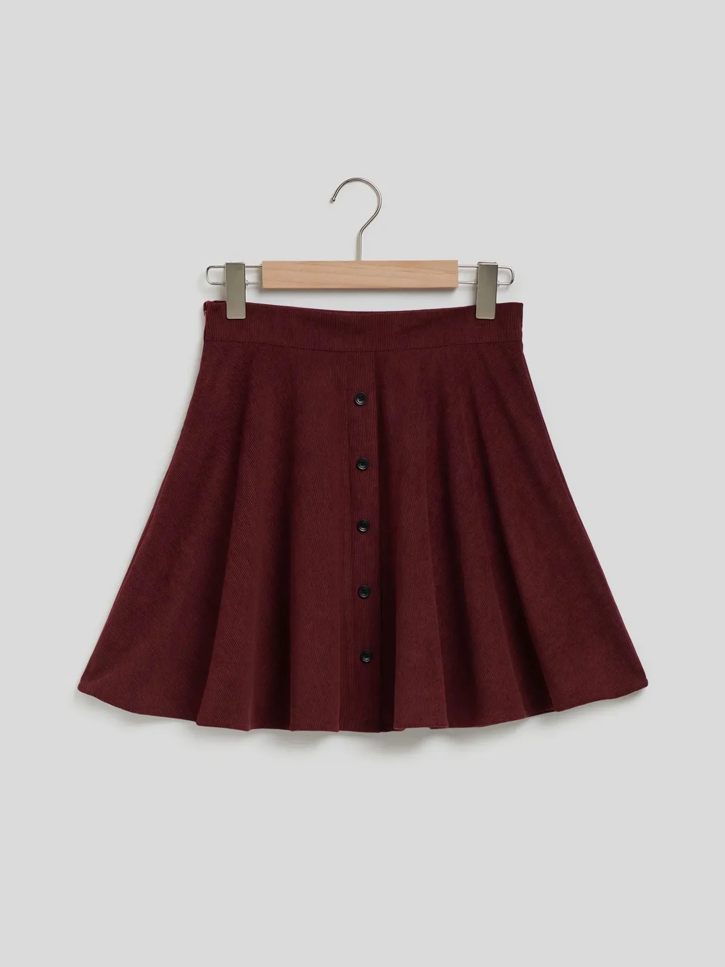 Red Buttoned A-Line Skirt