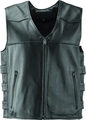 River Road Plains Leather Vest Black - 2XL