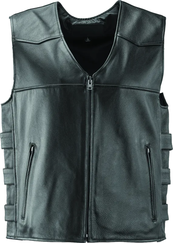 River Road Plains Leather Vest Black - 2XL