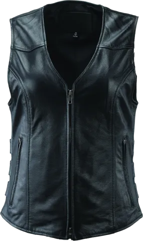 River Road Plains Leather Vest Black Womens - Small