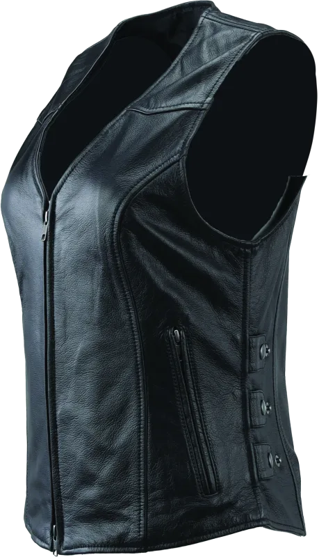 River Road Plains Leather Vest Black Womens - Small