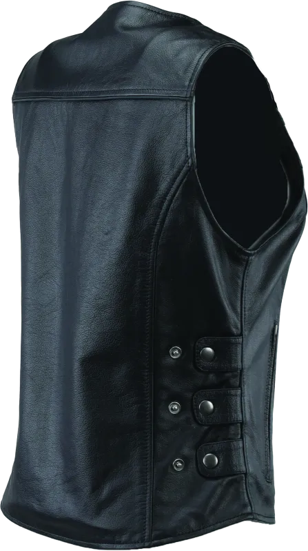 River Road Plains Leather Vest Black Womens - Small