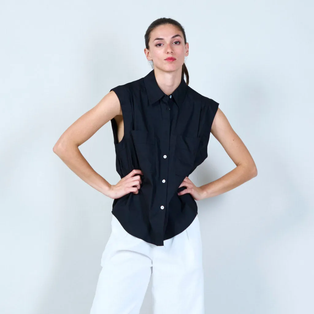 Sleeveless utility vest blouse wholesale