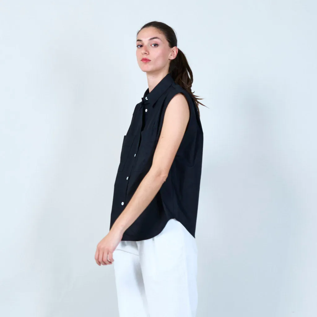 Sleeveless utility vest blouse wholesale