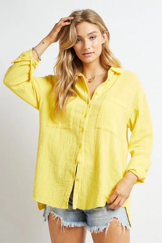 Solid Button Down Top - Virgin Island Launch