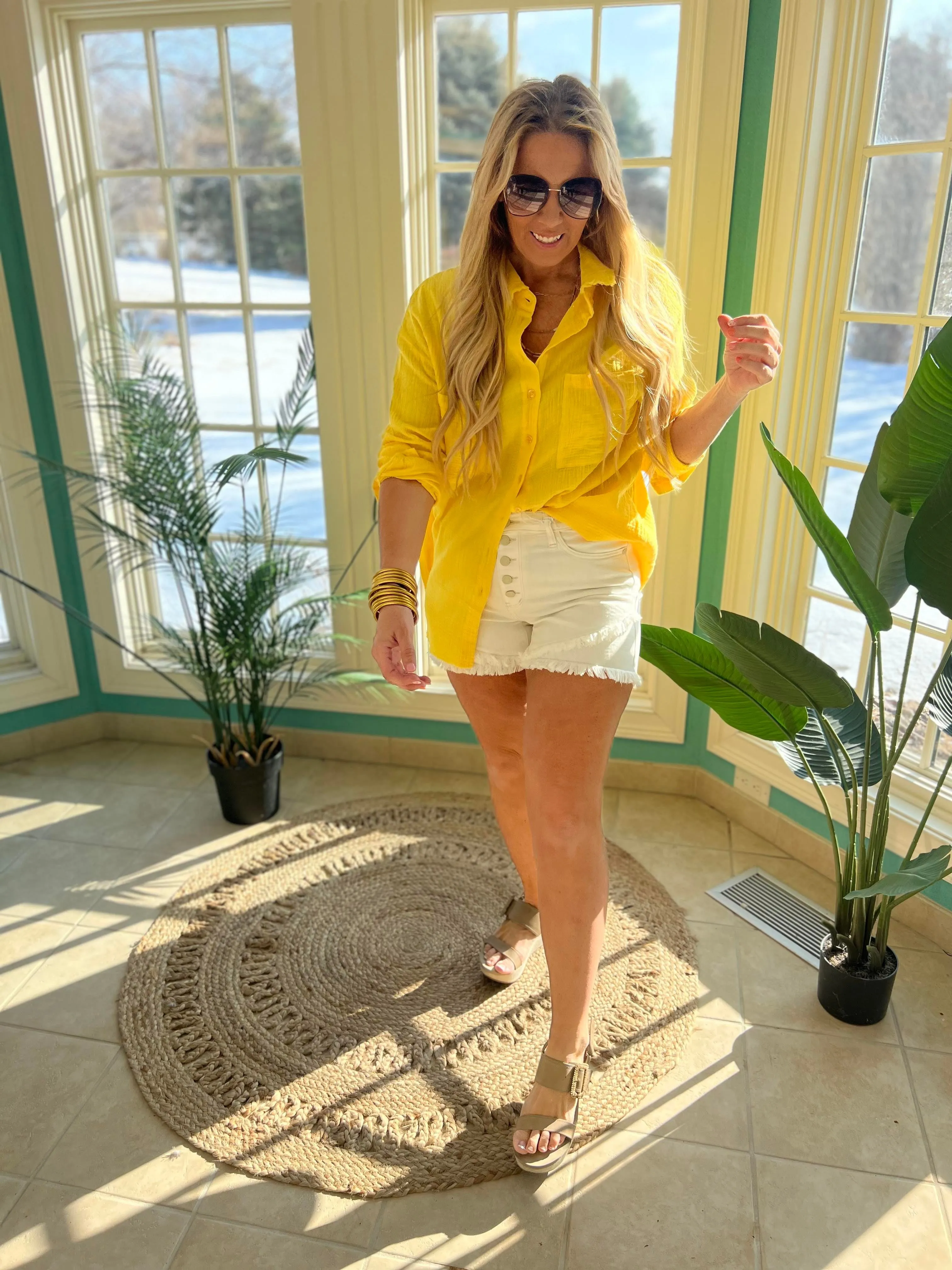 Solid Button Down Top - Virgin Island Launch