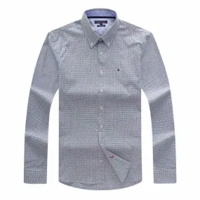 Tommy Hilfiger Checkered Pure Cotton Blue Long Sleeve Shirt