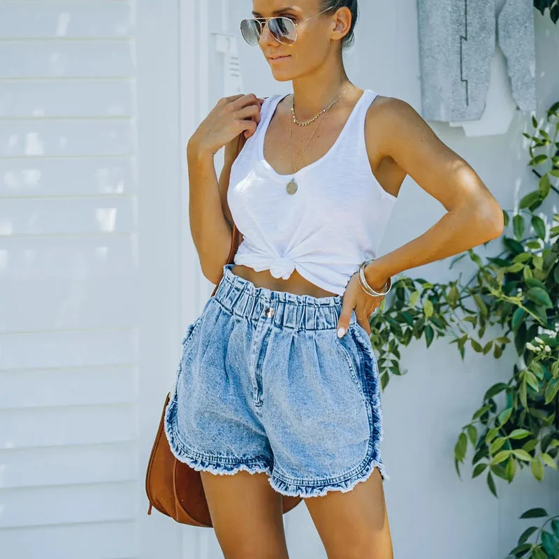 Trendy Ruffle Rigged Waist Shorts