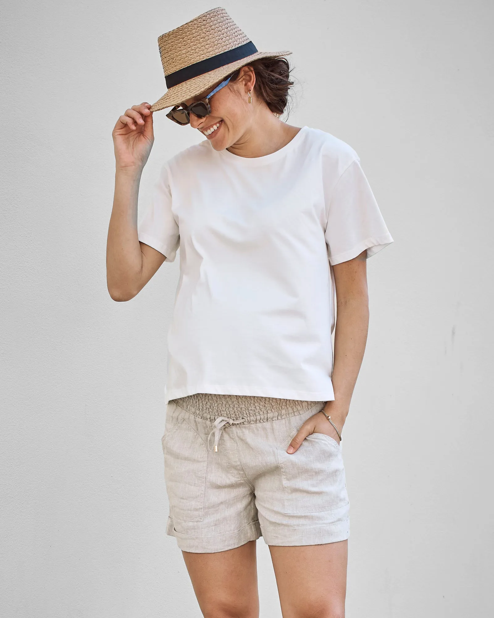 Versatile and Comfortable Maternity Cotton Tee in White