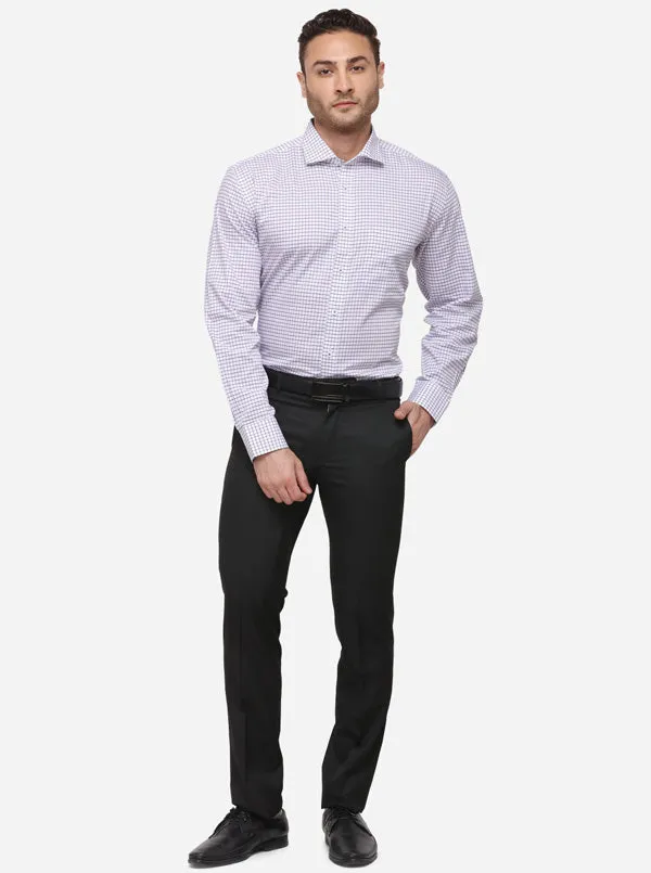 White & Purple Checked Smart Fit Formal Shirt | JadeBlue