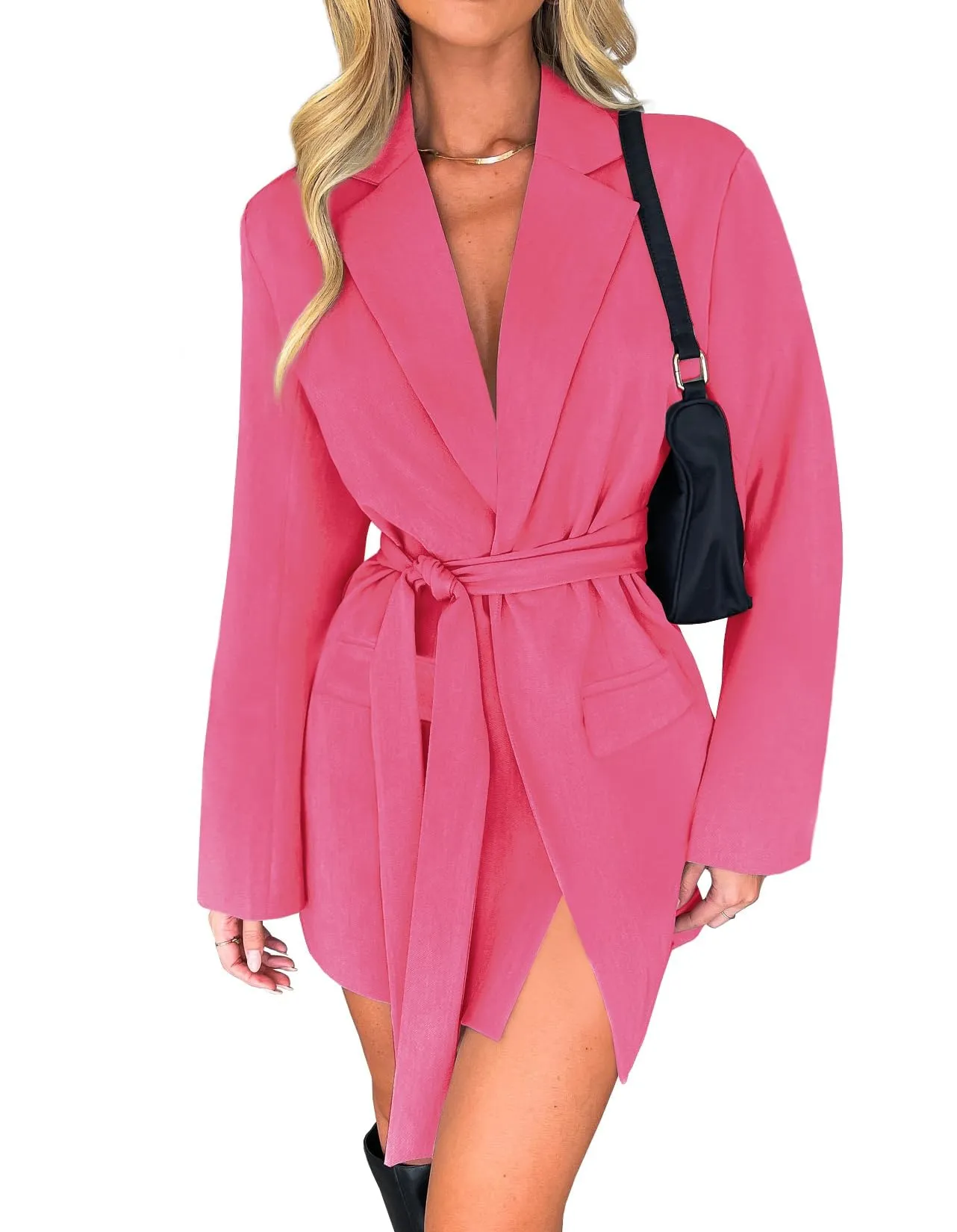 ZESICA Long Sleeve Lapel Open Front Jacket Blazer